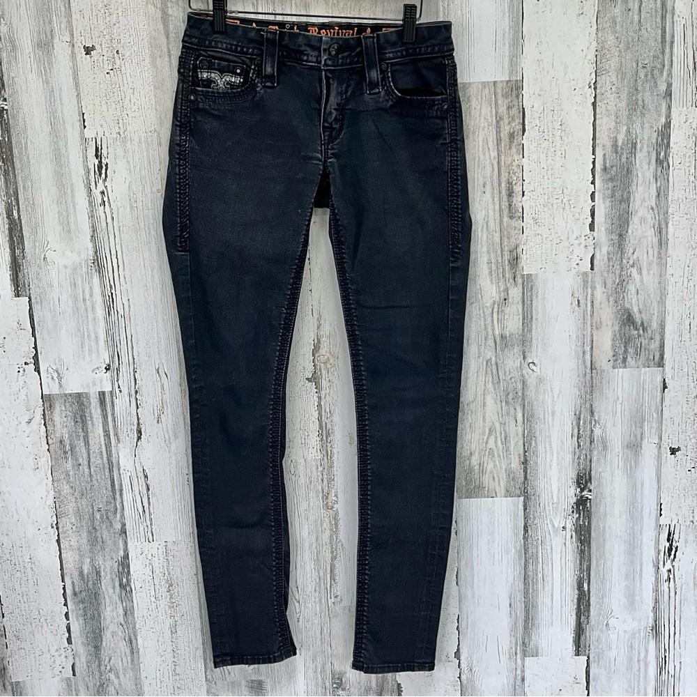 Rock Revival Betty Easy Skinny Black Denim Jeans Size 27X30